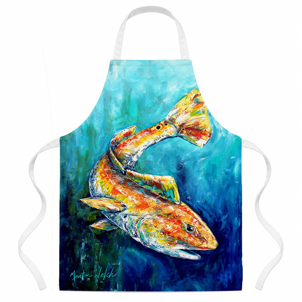 Searching Below Red Fish Apron Cooking Kitchen Server Baking Crafts Gardening for Adult Women Men, Unisex, Large, Multicolor