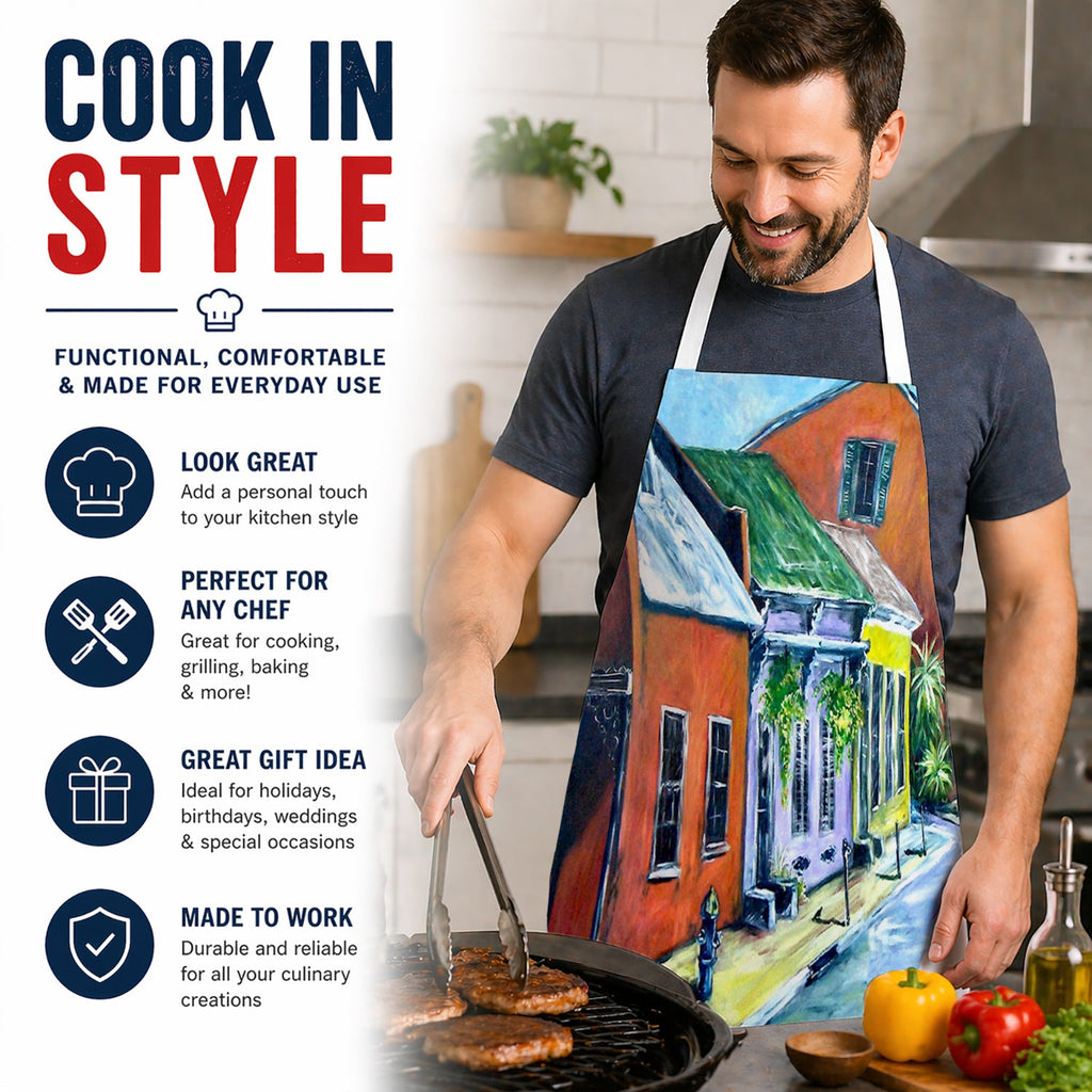 New Orleans Somewhere Close Apron Cooking Kitchen Server Baking Crafts Gardening for Adult Women Men, Unisex, Large, Multicolor