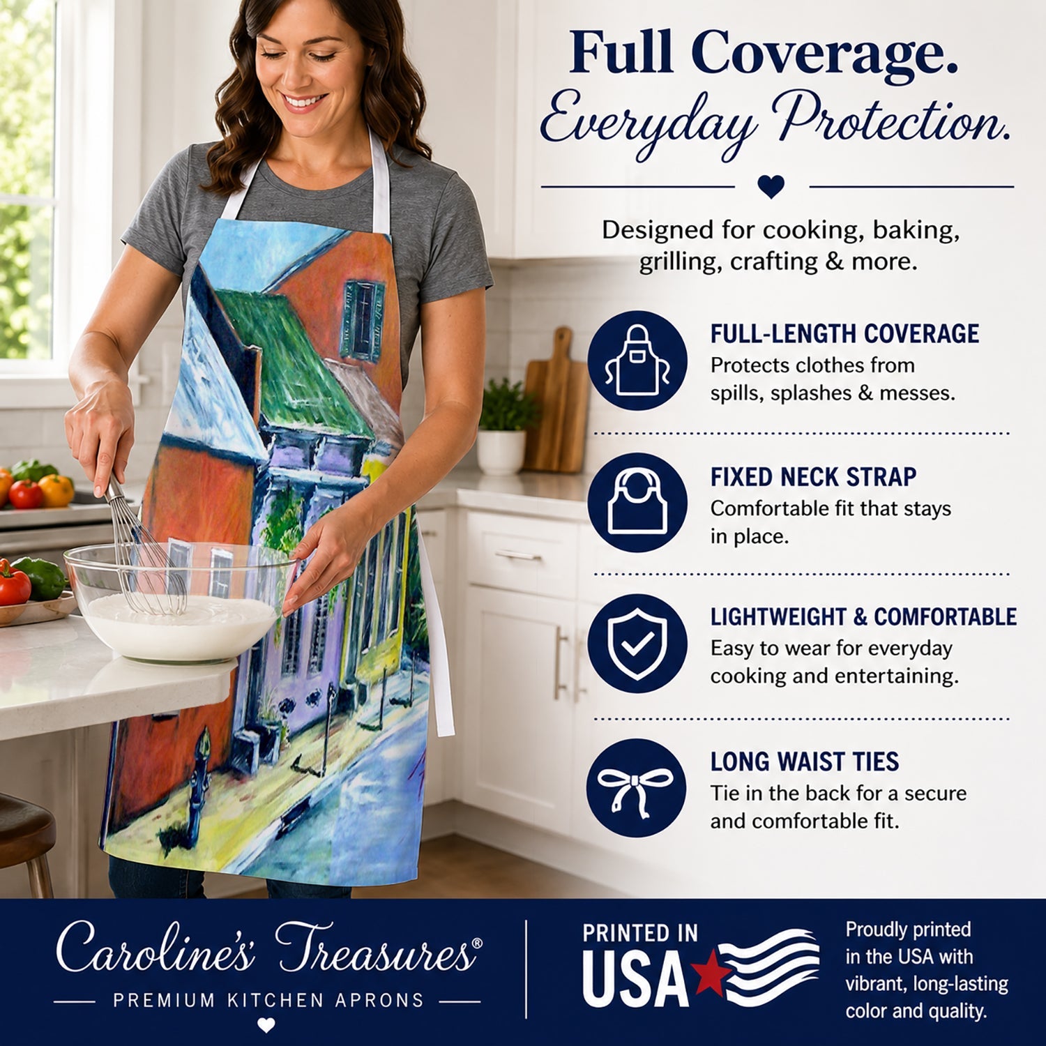New Orleans Somewhere Close Apron Cooking Kitchen Server Baking Crafts Gardening for Adult Women Men, Unisex, Large, Multicolor