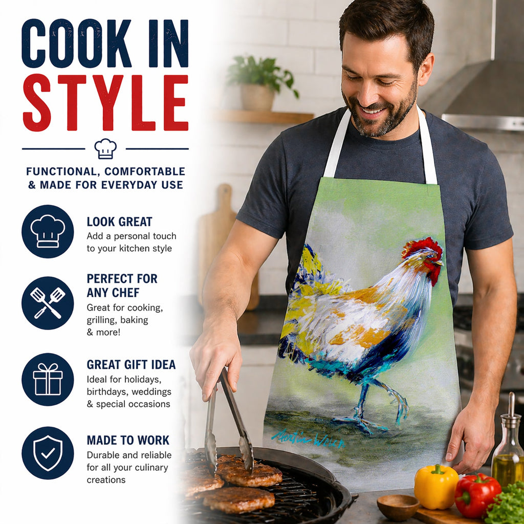 Sunrise Rooster Apron Cooking Kitchen Server Baking Crafts Gardening for Adult Women Men, Unisex, Large, Multicolor