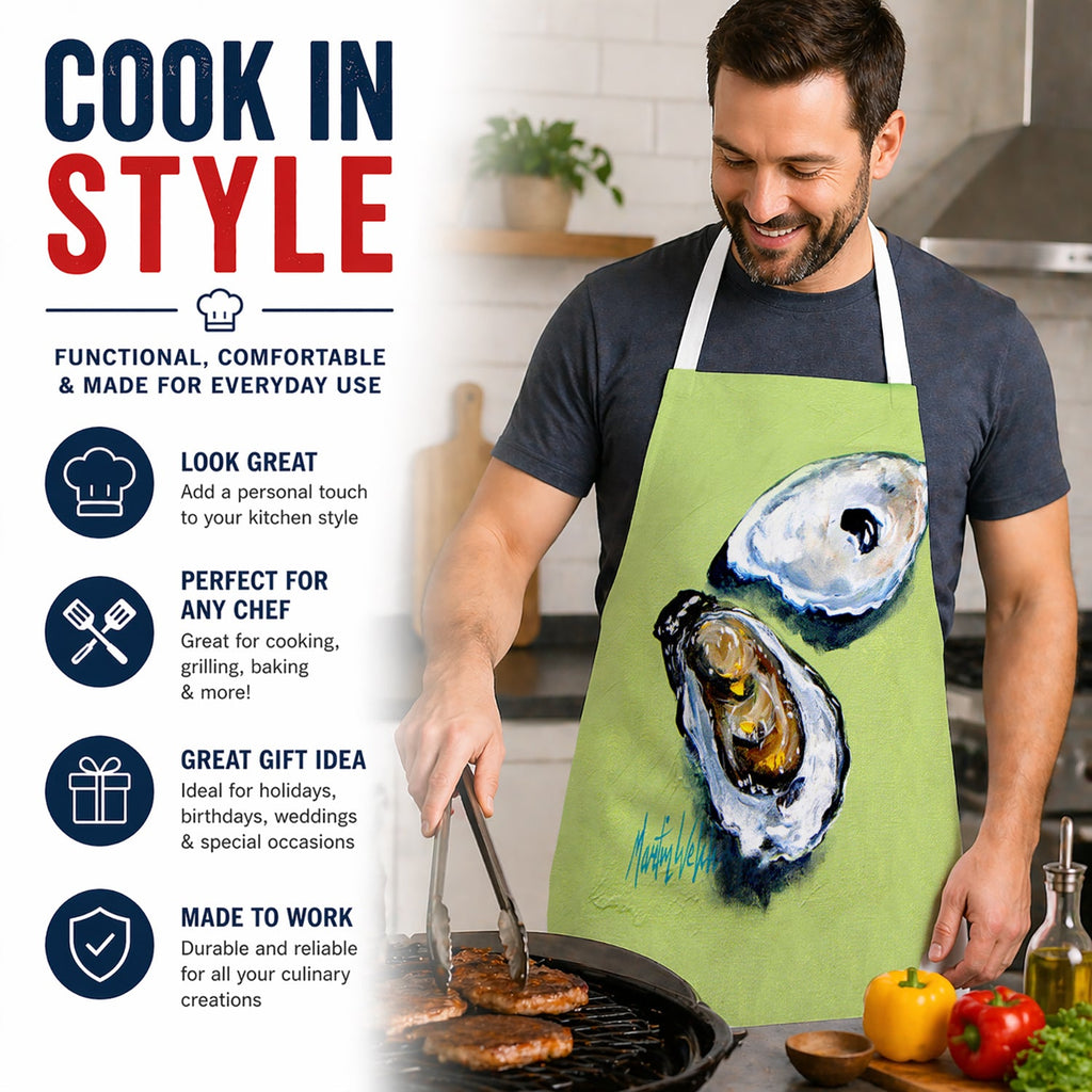Two Oyster Shells Apron Cooking Kitchen Server Baking Crafts Gardening for Adult Women Men, Unisex, Large, Multicolor