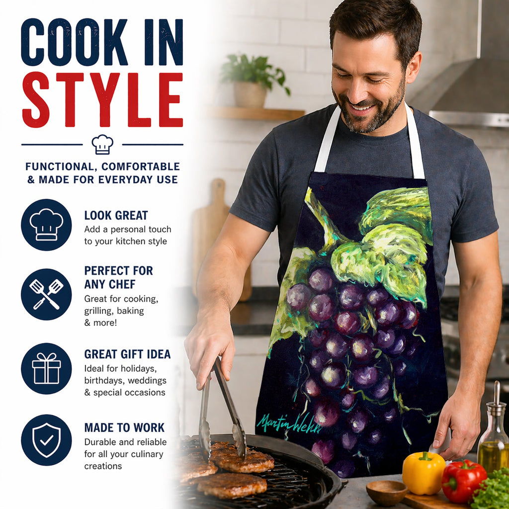 Martins Grapes Apron Cooking Kitchen Server Baking Crafts Gardening for Adult Women Men, Unisex, Large, Multicolor