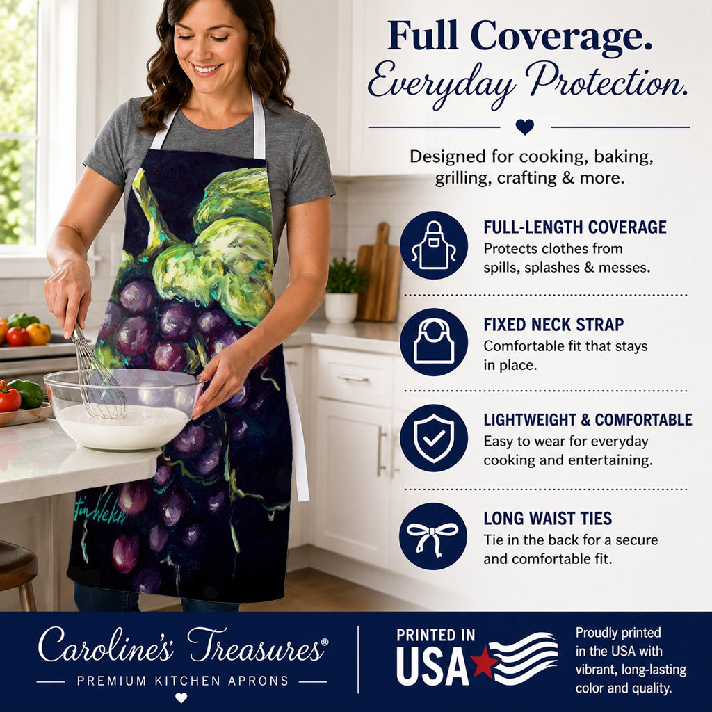 Martins Grapes Apron Cooking Kitchen Server Baking Crafts Gardening for Adult Women Men, Unisex, Large, Multicolor