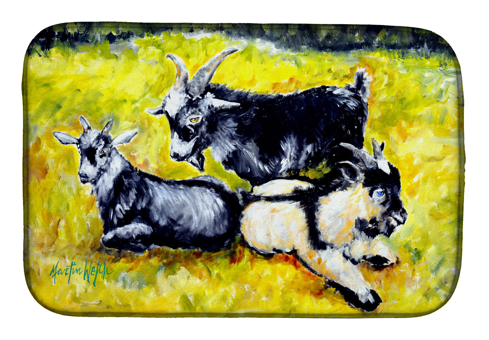 Three Goats Dish Drying Mat Absorbent Dish Drying Mat Pad for Kitchen Counter Dish Drainer Mat for Countertop, 14 x 21", Multicolor