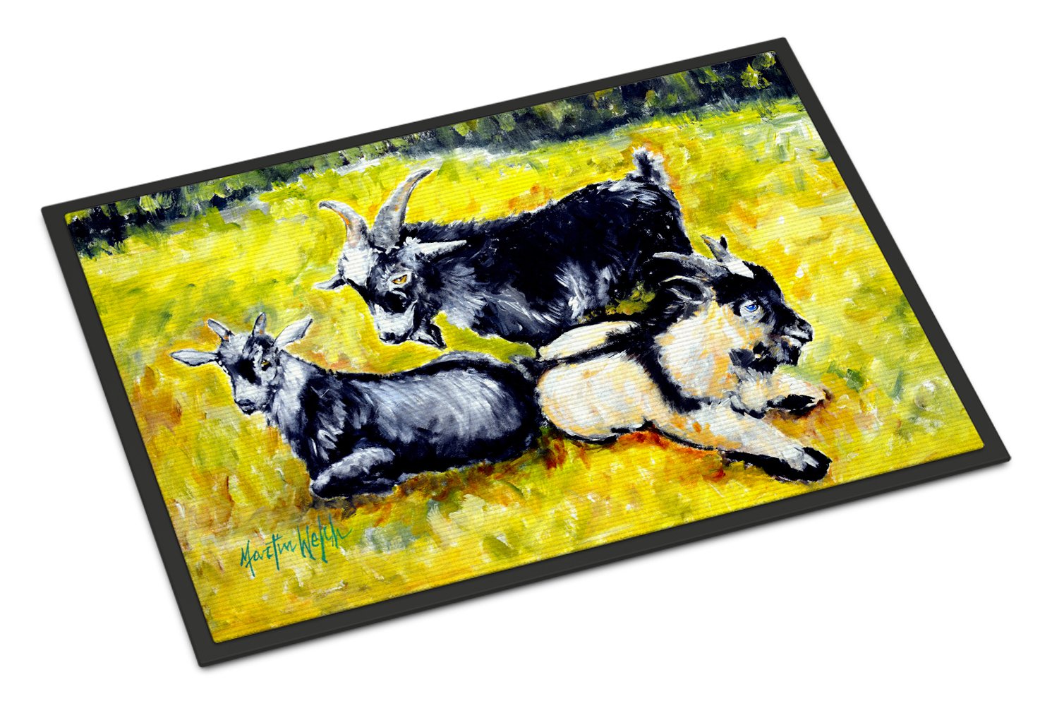 Three Goats Doormat Indoor Outdoor 24H X 36W Front Door Mat Rugs for Entryway, Non Slip Washable Low Pile,