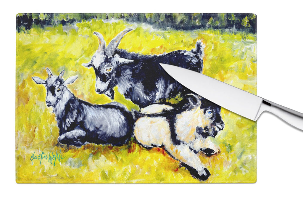 Three Goats Cutting Board Tempered Glass Kitchen Cutting Surface, Heat Resistant Chopping, Non-Slip Feet, Food Prep & Serving