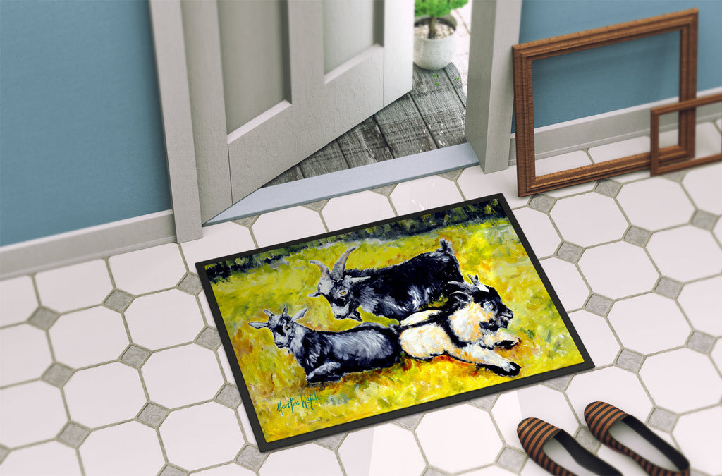 Three Goats Doormat Indoor Outdoor 18H X 27W Front Door Mat Rugs for Entryway, Non Slip Washable