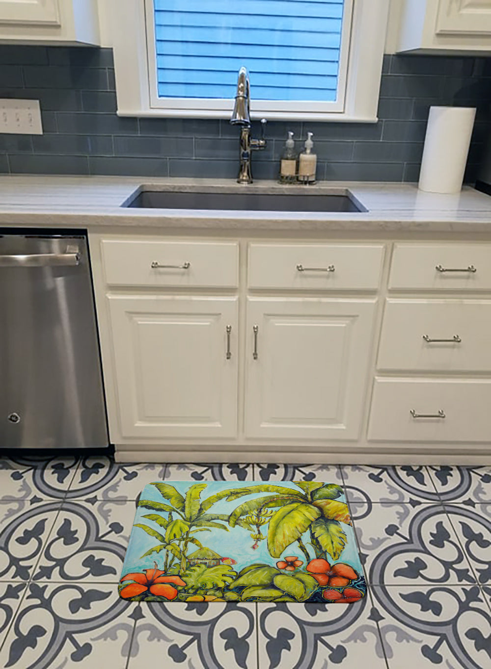 Banana Cabana Memory Foam Kitchen Mat Machine Washable Anti-Fatigue Cushion Comfort Bath or Kitchen Rug