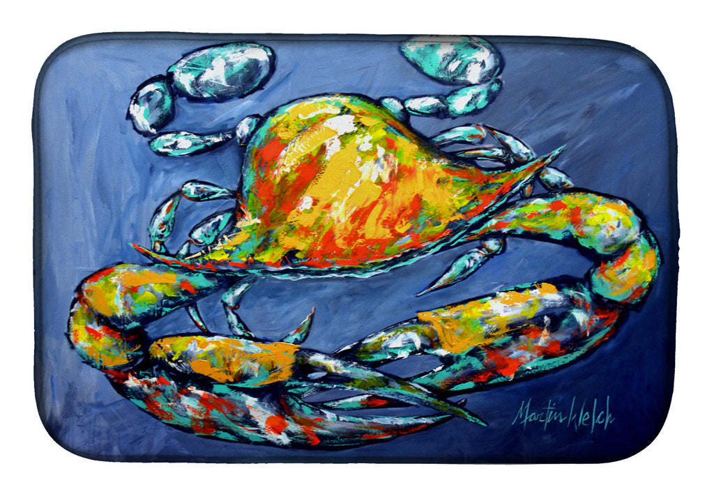 Blue Gray Kinda Day Crab Dish Drying Mat Absorbent Dish Drying Mat Pad for Kitchen Counter Dish Drainer Mat for Countertop, 14 x 21", Multicolor