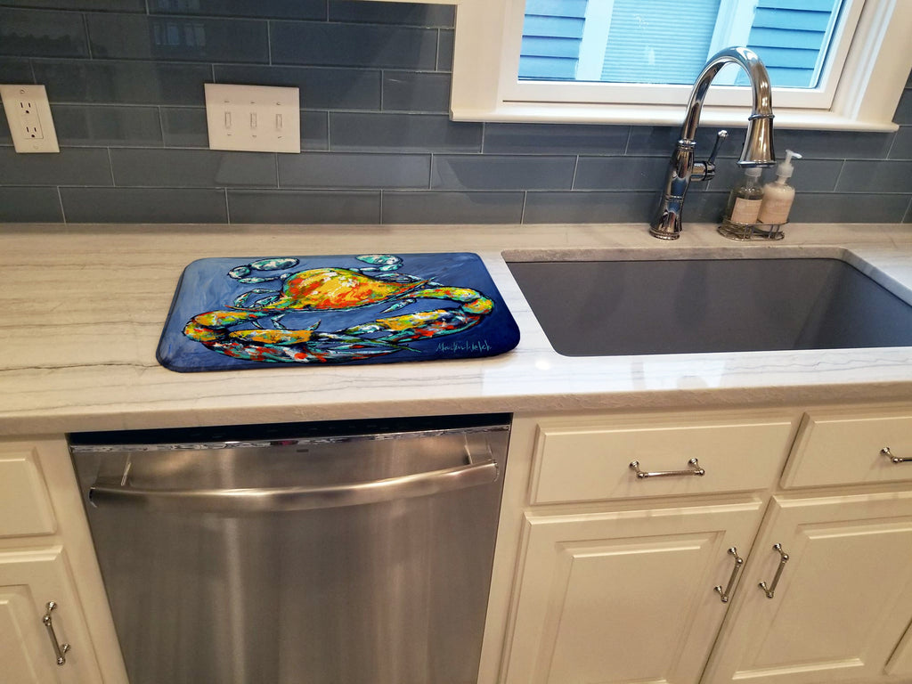 Blue Gray Kinda Day Crab Dish Drying Mat Absorbent Dish Drying Mat Pad for Kitchen Counter Dish Drainer Mat for Countertop, 14 x 21", Multicolor