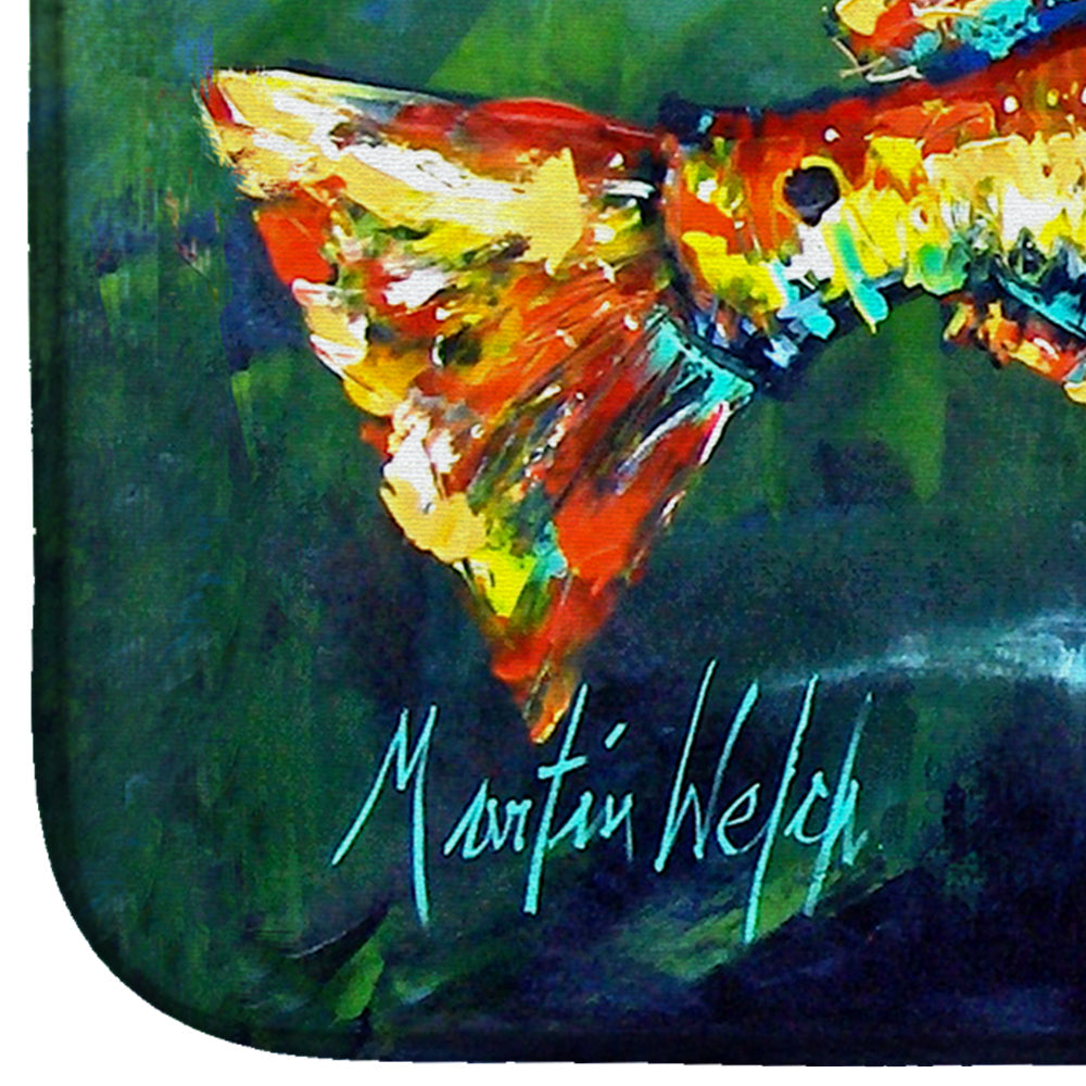 Break Through Red Fish Dish Drying Mat Absorbent Dish Drying Mat Pad for Kitchen Counter Dish Drainer Mat for Countertop, 14 x 21", Multicolor