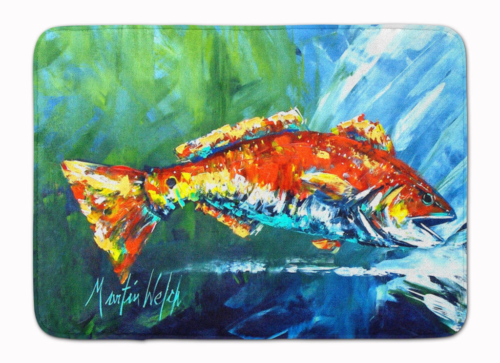 Break Through Red Fish Memory Foam Kitchen Mat Machine Washable Anti-Fatigue Cushion Comfort Bath or Kitchen Rug
