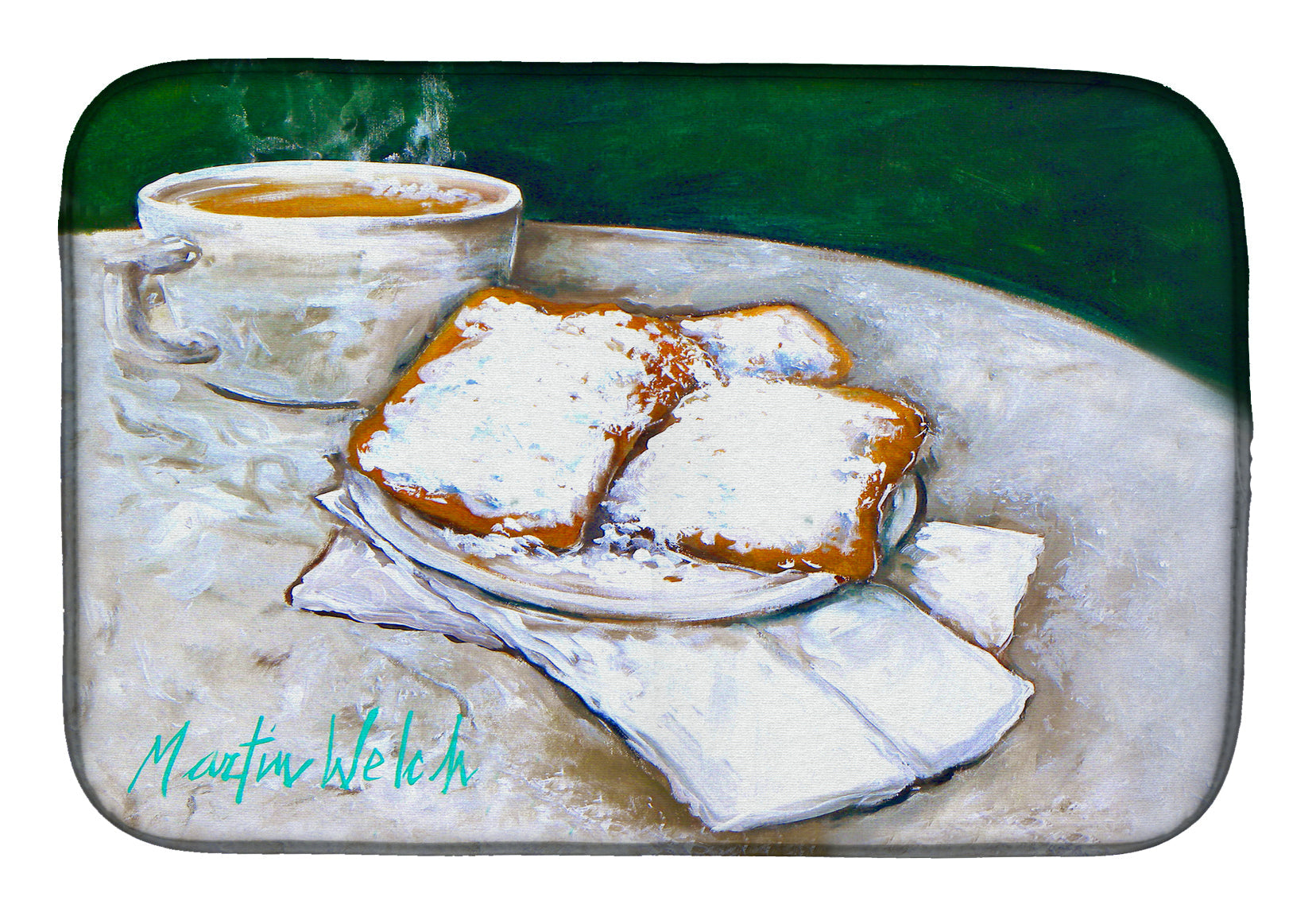 Breakfast Delight Beignets Dish Drying Mat Absorbent Dish Drying Mat Pad for Kitchen Counter Dish Drainer Mat for Countertop, 14 x 21", Multicolor