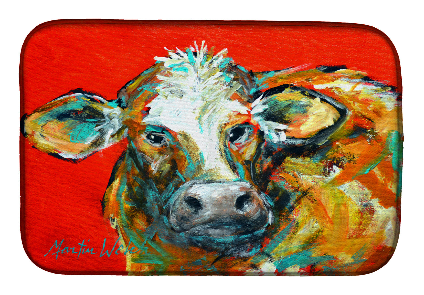 Caught Red Handed Cow Dish Drying Mat Absorbent Dish Drying Mat Pad for Kitchen Counter Dish Drainer Mat for Countertop, 14 x 21", Multicolor