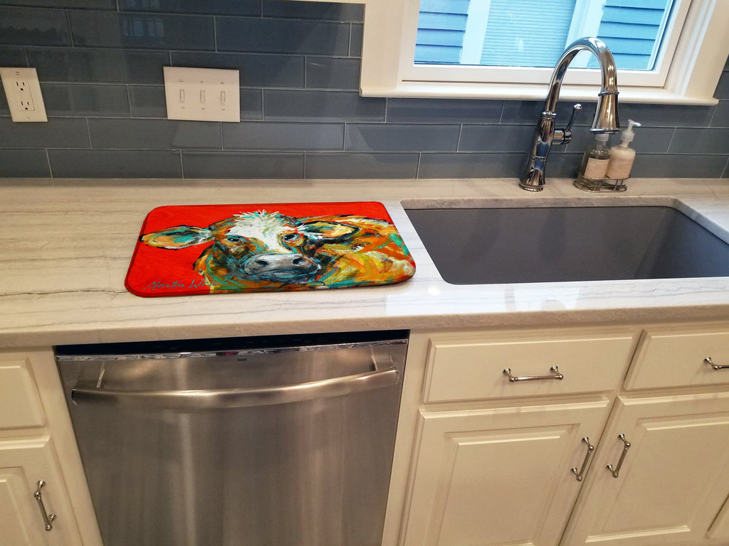 Caught Red Handed Cow Dish Drying Mat Absorbent Dish Drying Mat Pad for Kitchen Counter Dish Drainer Mat for Countertop, 14 x 21", Multicolor