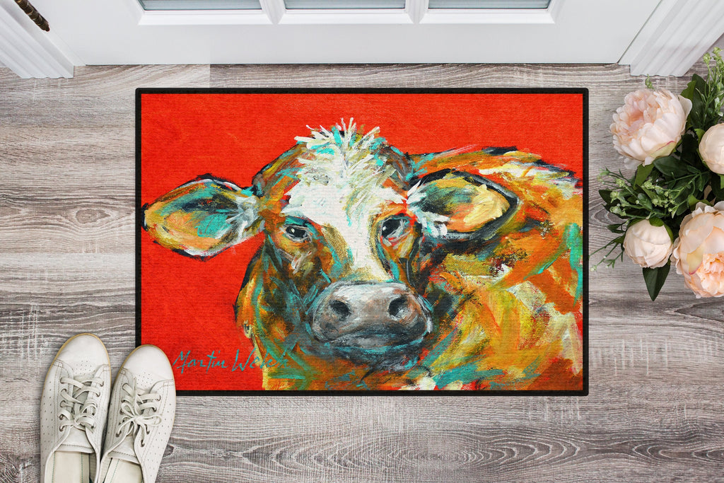 Caught Red Handed Cow Doormat Indoor Outdoor 24H X 36W Front Door Mat Rugs for Entryway, Non Slip Washable Low Pile,