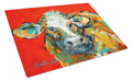 Caught Red Handed Cow Cutting Board Tempered Glass Kitchen Cutting Surface, Heat Resistant Chopping, Non-Slip Feet, Food Prep & Serving