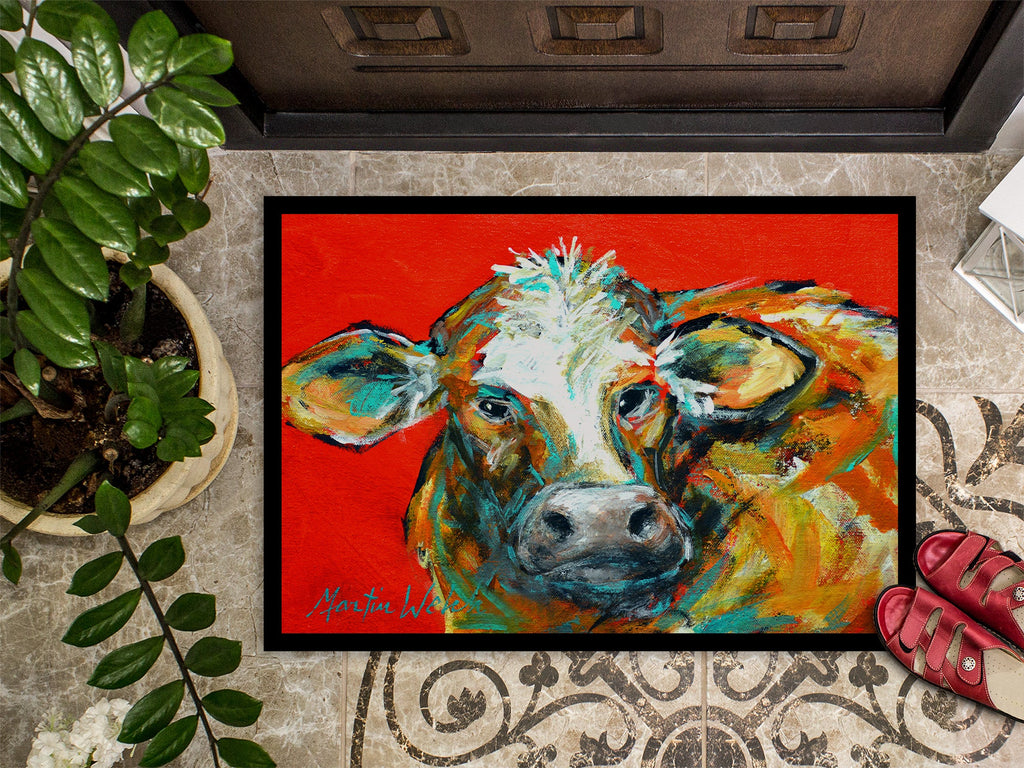 Caught Red Handed Cow Doormat Indoor Outdoor 18H X 27W Front Door Mat Rugs for Entryway, Non Slip Washable
