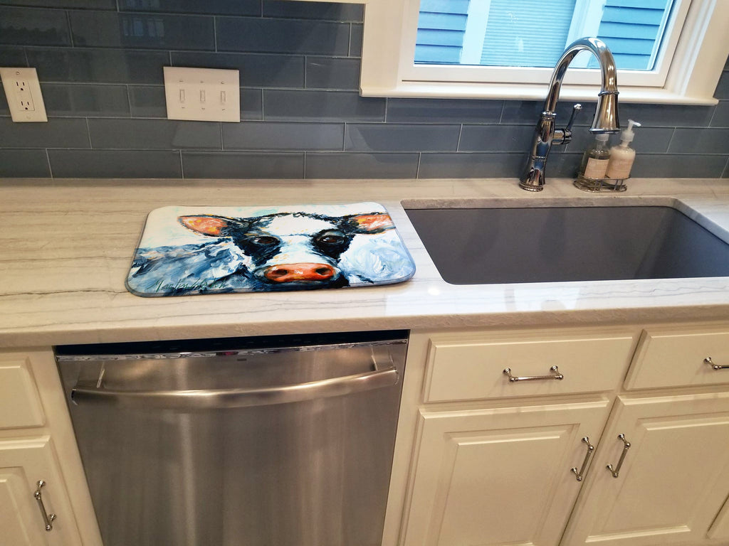 Cow Lick Black and White Cow Dish Drying Mat Absorbent Dish Drying Mat Pad for Kitchen Counter Dish Drainer Mat for Countertop, 14 x 21", Multicolor