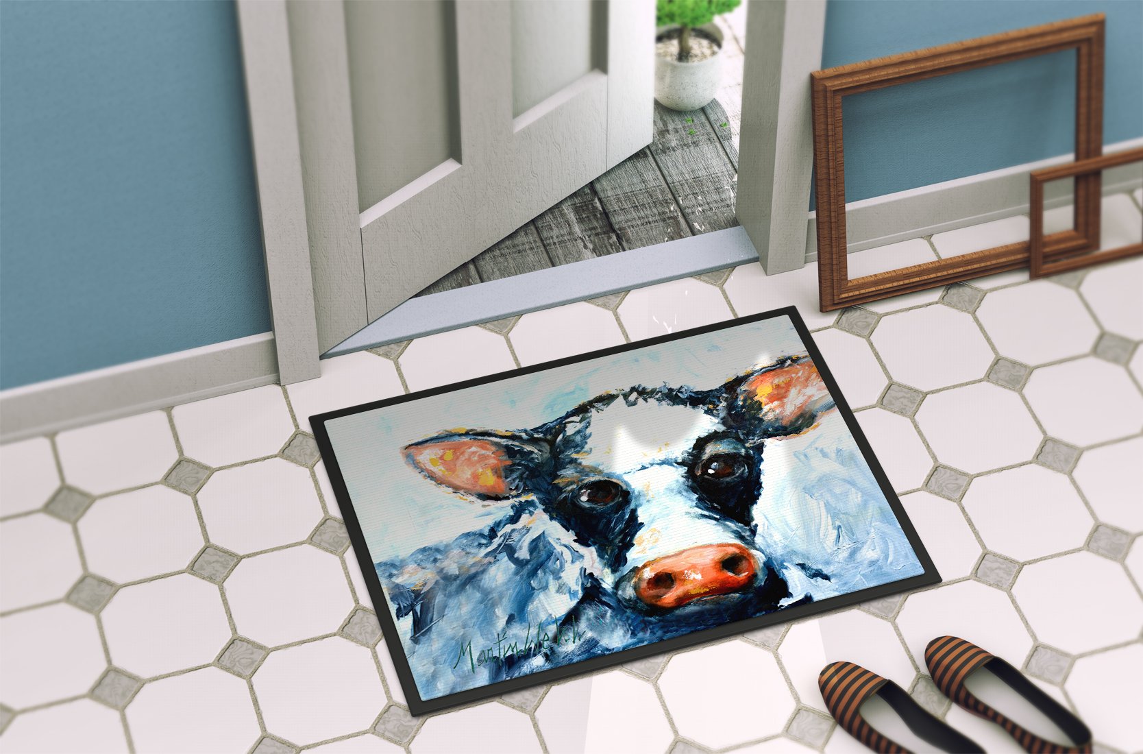 Cow Lick Black and White Cow Doormat Indoor Outdoor 24H X 36W Front Door Mat Rugs for Entryway, Non Slip Washable Low Pile,