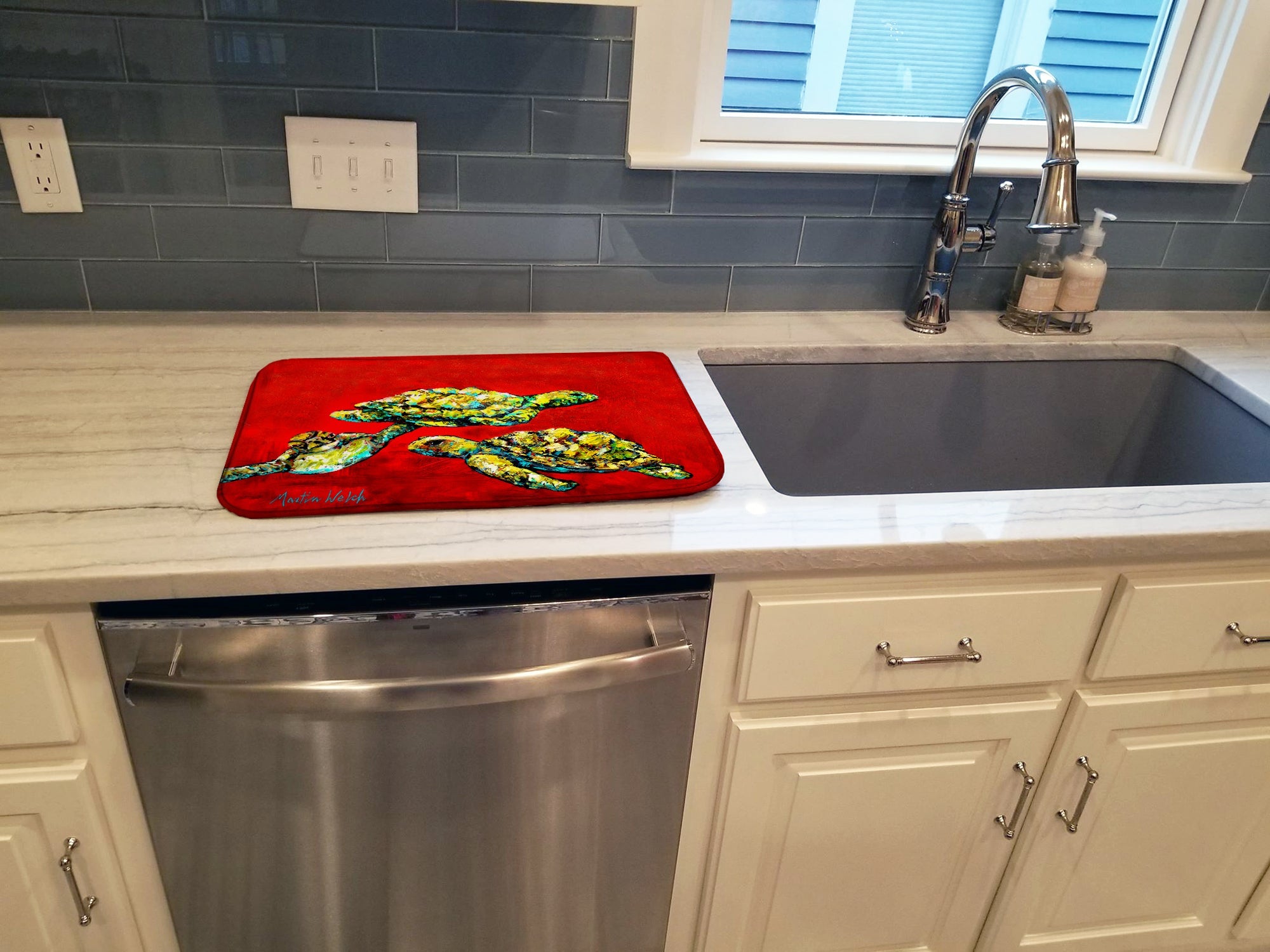 Drifting Home Turtles Dish Drying Mat Absorbent Dish Drying Mat Pad for Kitchen Counter Dish Drainer Mat for Countertop, 14 x 21", Multicolor