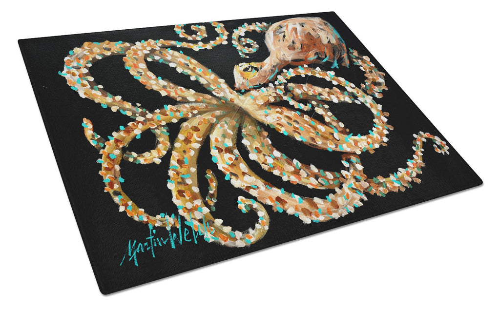Eye On You Octopus Cutting Board Tempered Glass Kitchen Cutting Surface, Heat Resistant Chopping, Non-Slip Feet, Food Prep & Serving