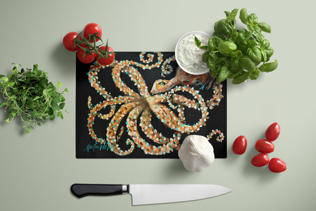 Eye On You Octopus Cutting Board Tempered Glass Kitchen Cutting Surface, Heat Resistant Chopping, Non-Slip Feet, Food Prep & Serving