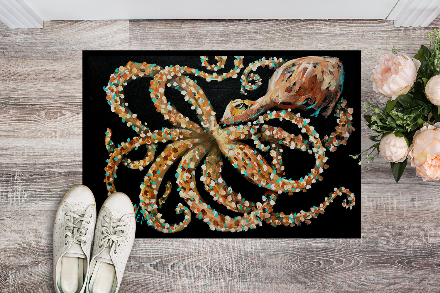 Eye On You Octopus Doormat Indoor Outdoor 18H X 27W Front Door Mat Rugs for Entryway, Non Slip Washable