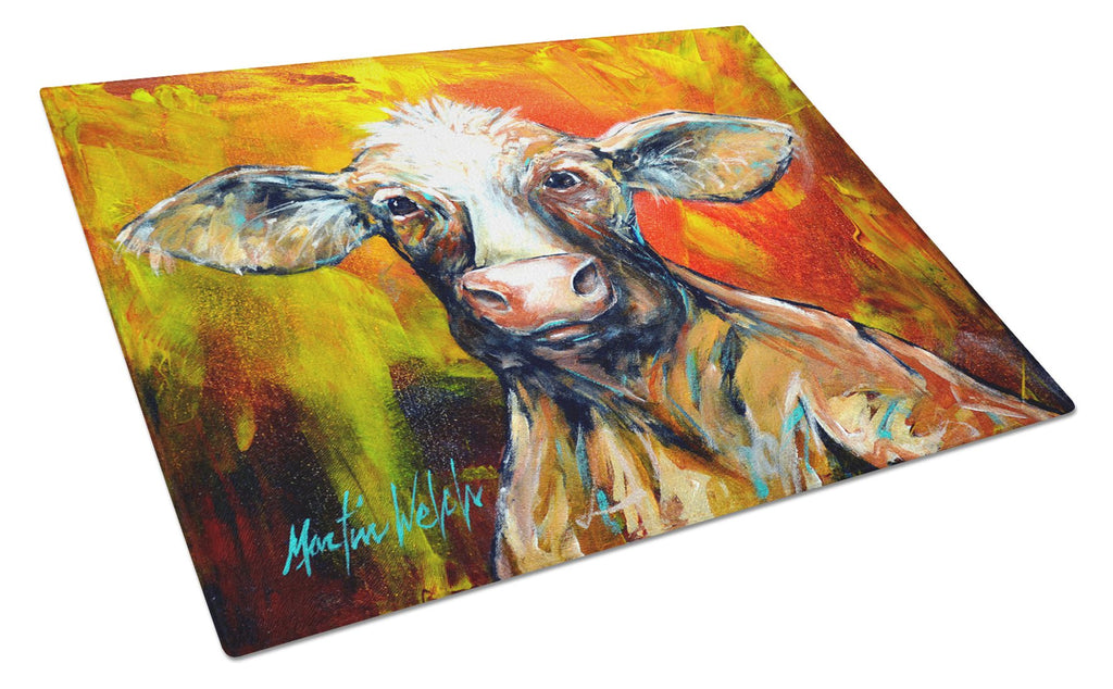 Happy Cow Cutting Board Tempered Glass Kitchen Cutting Surface, Heat Resistant Chopping, Non-Slip Feet, Food Prep & Serving