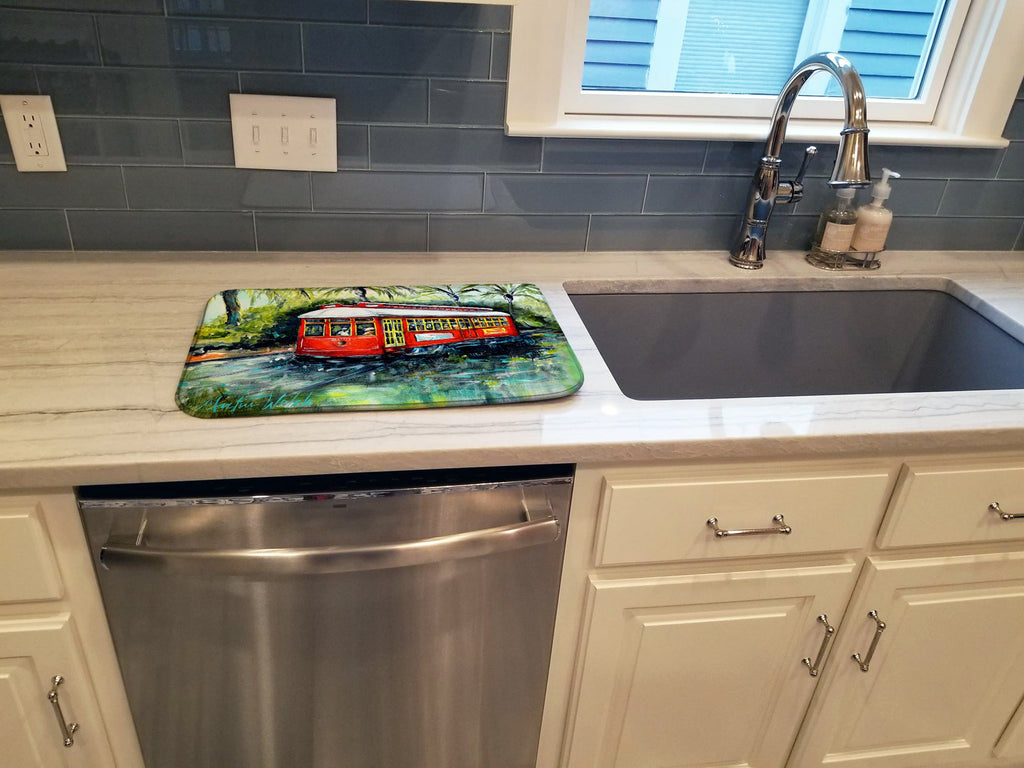Little Red Street Car Dish Drying Mat Absorbent Dish Drying Mat Pad for Kitchen Counter Dish Drainer Mat for Countertop, 14 x 21", Multicolor