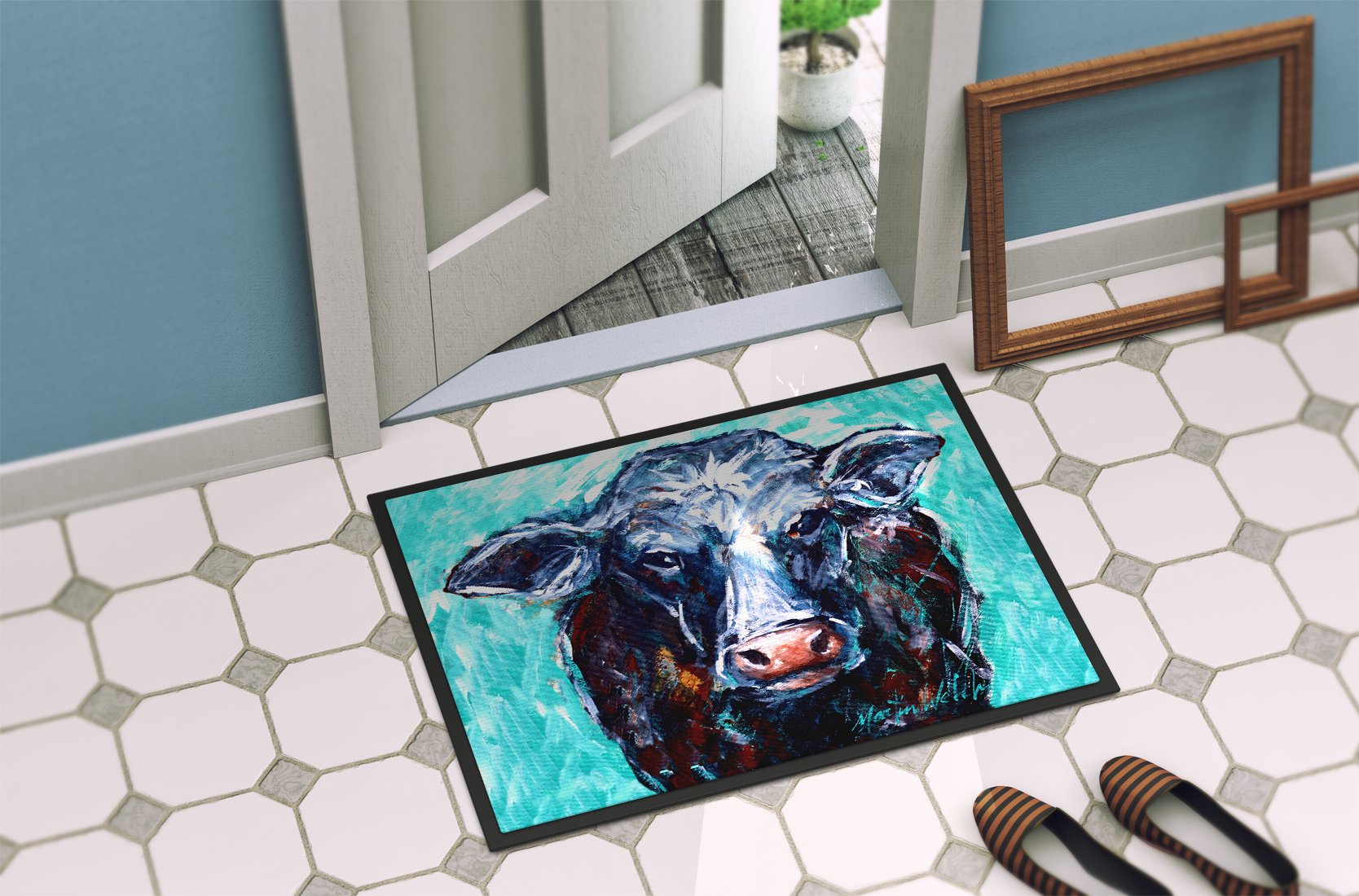 Moo Cow Doormat Indoor Outdoor 24H X 36W Front Door Mat Rugs for Entryway, Non Slip Washable Low Pile,