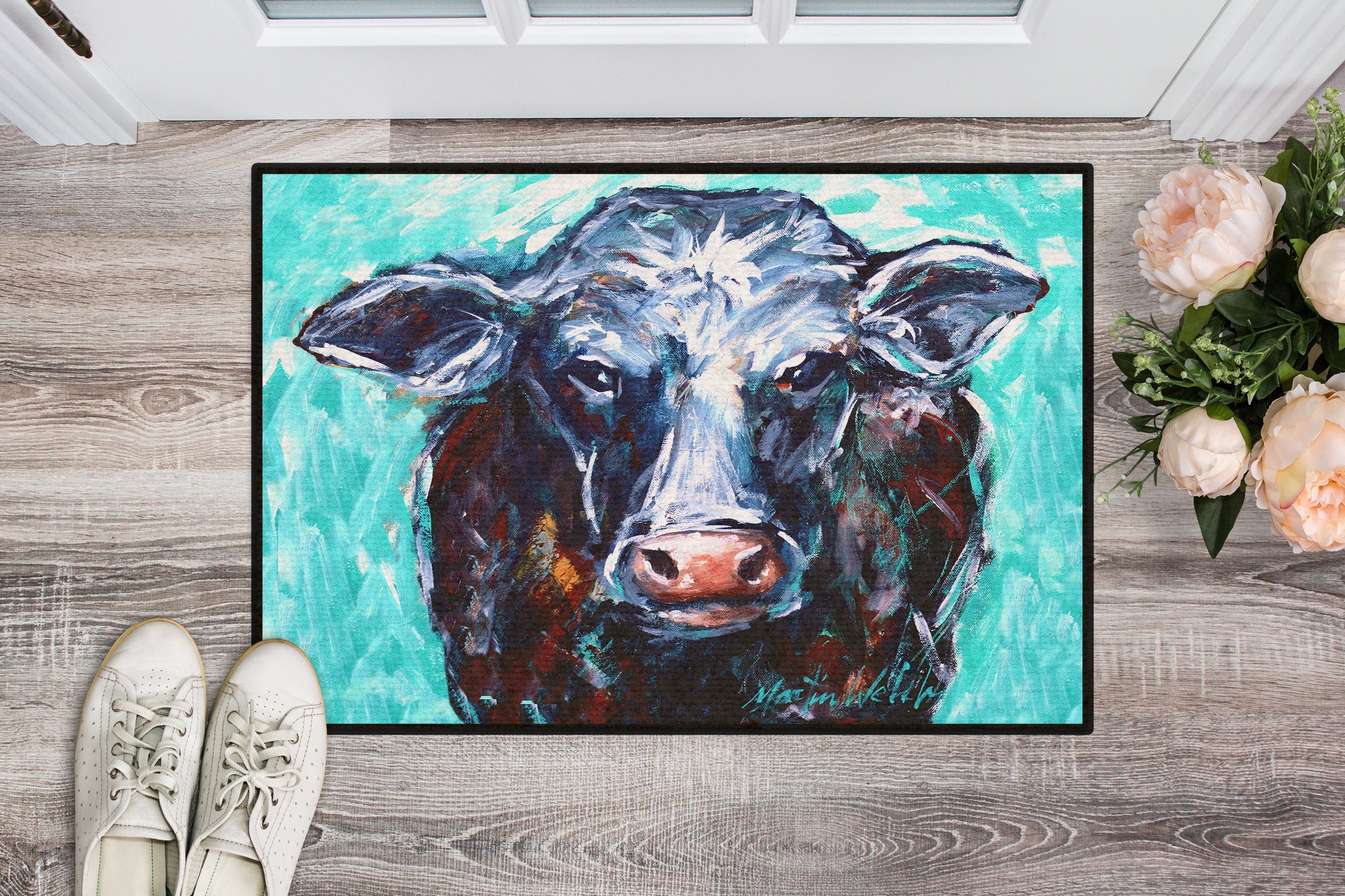 Moo Cow Doormat Indoor Outdoor 24H X 36W Front Door Mat Rugs for Entryway, Non Slip Washable Low Pile,