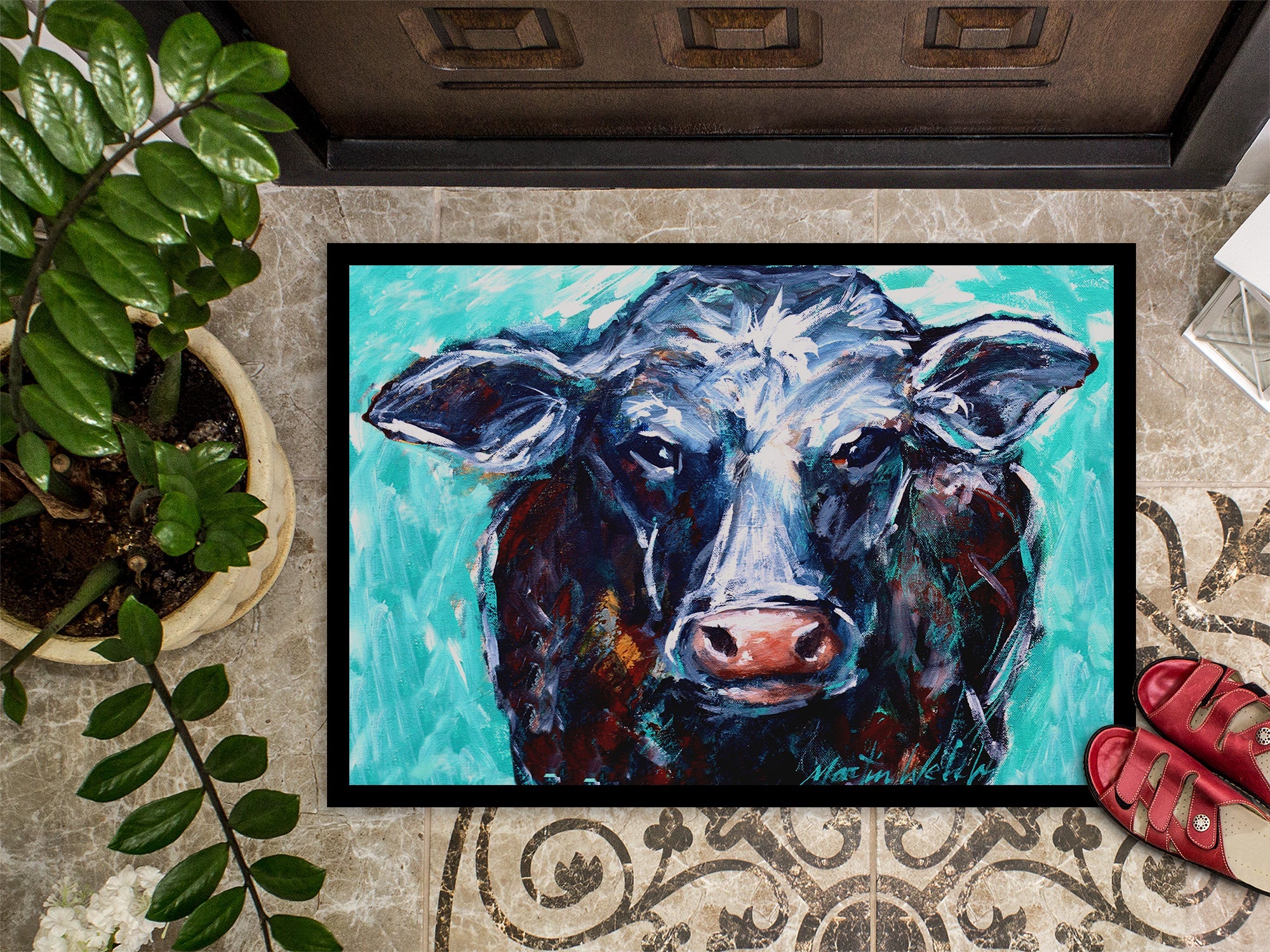 Moo Cow Doormat Indoor Outdoor 18H X 27W Front Door Mat Rugs for Entryway, Non Slip Washable