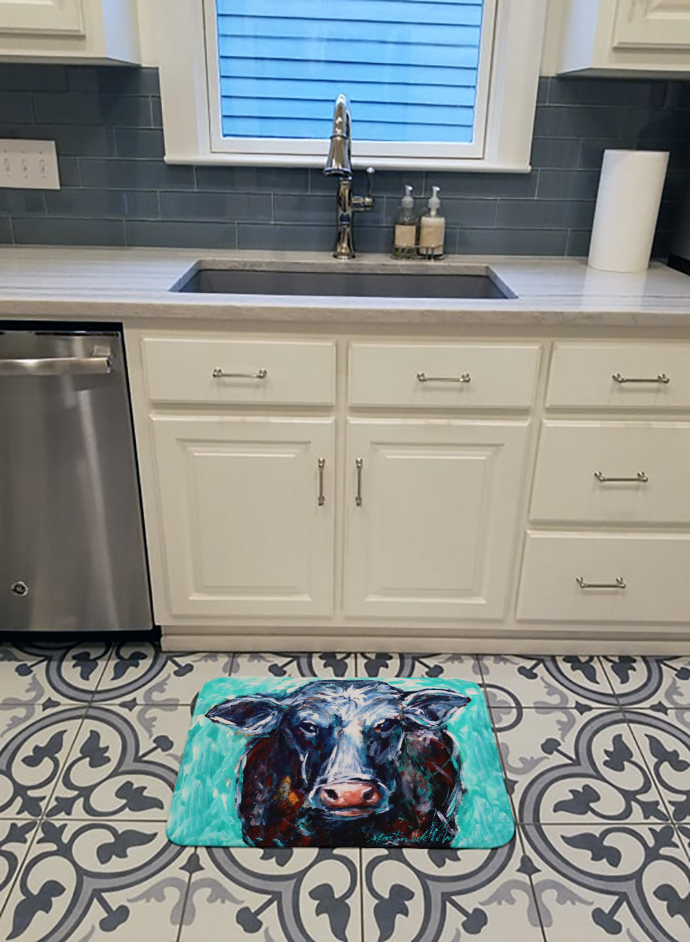 Moo Cow Memory Foam Kitchen Mat Machine Washable Anti-Fatigue Cushion Comfort Bath or Kitchen Rug