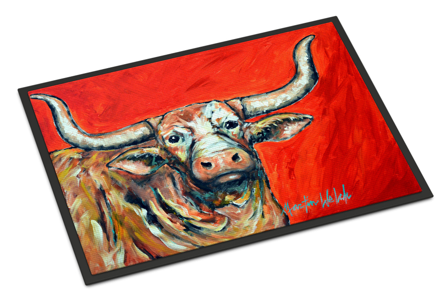 See Red Longhorn Cow Doormat Indoor Outdoor 18H X 27W Front Door Mat Rugs for Entryway, Non Slip Washable