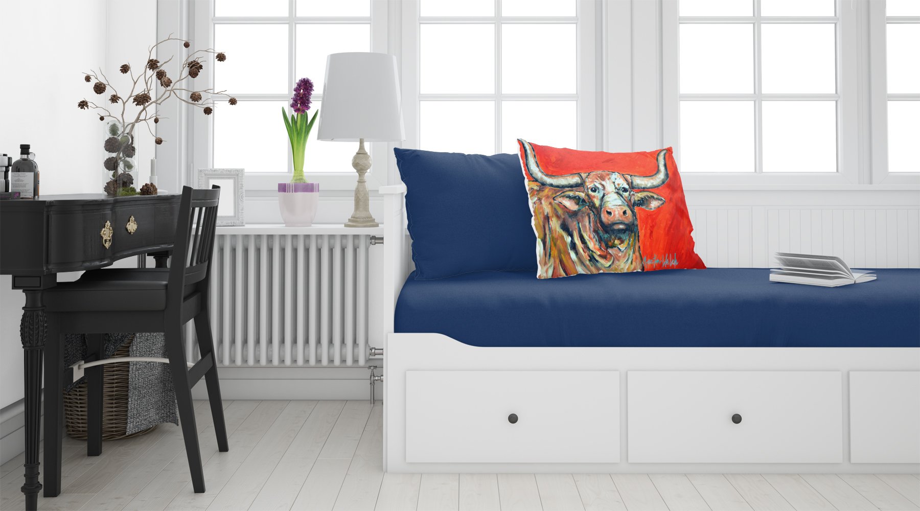 See Red Longhorn Cow Standard Pillowcase Lightweight Super Soft Easy Care Decorative Artwork Pillowcase, Standard