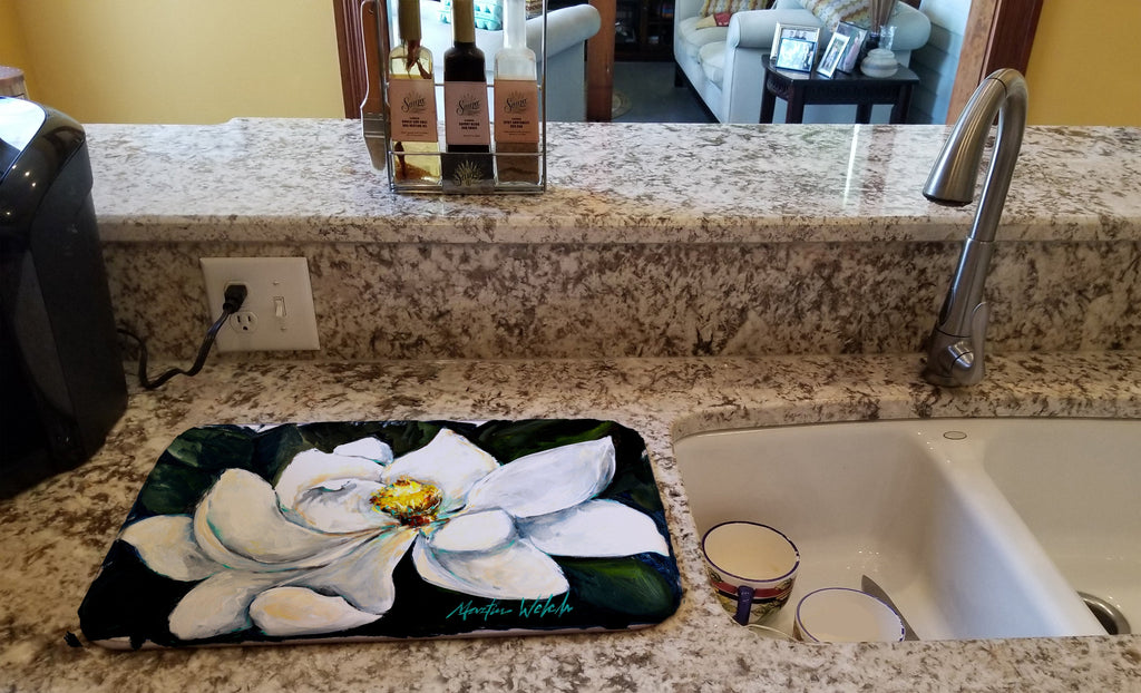 Sweet Magnolia Dish Drying Mat Absorbent Dish Drying Mat Pad for Kitchen Counter Dish Drainer Mat for Countertop, 14 x 21", Multicolor