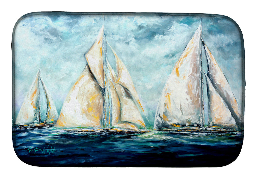 The Last Mile Sail boats Dish Drying Mat Absorbent Dish Drying Mat Pad for Kitchen Counter Dish Drainer Mat for Countertop, 14 x 21", Multicolor