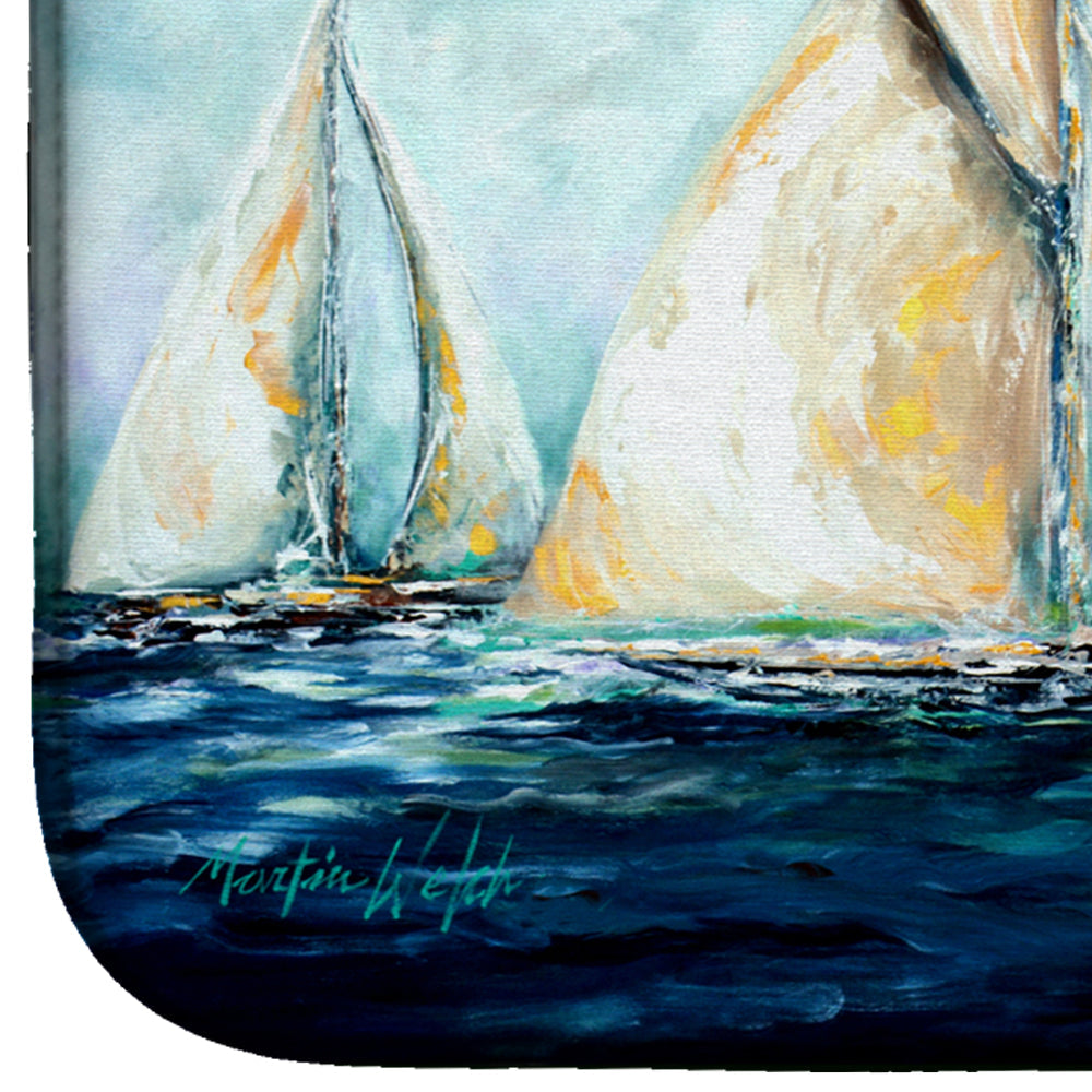 The Last Mile Sail boats Dish Drying Mat Absorbent Dish Drying Mat Pad for Kitchen Counter Dish Drainer Mat for Countertop, 14 x 21", Multicolor