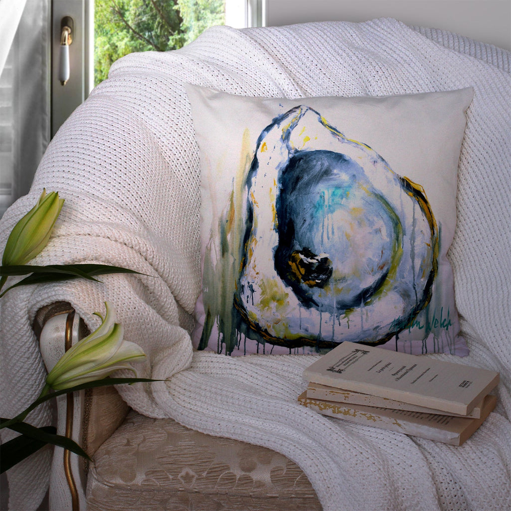 Aqua Sand Oyster Decorative Throw Pillow 14x14 Indoor Outdoor Accent Cushion, Fabric Cover with Insert for Sofa, Bed, Porch & Living Room