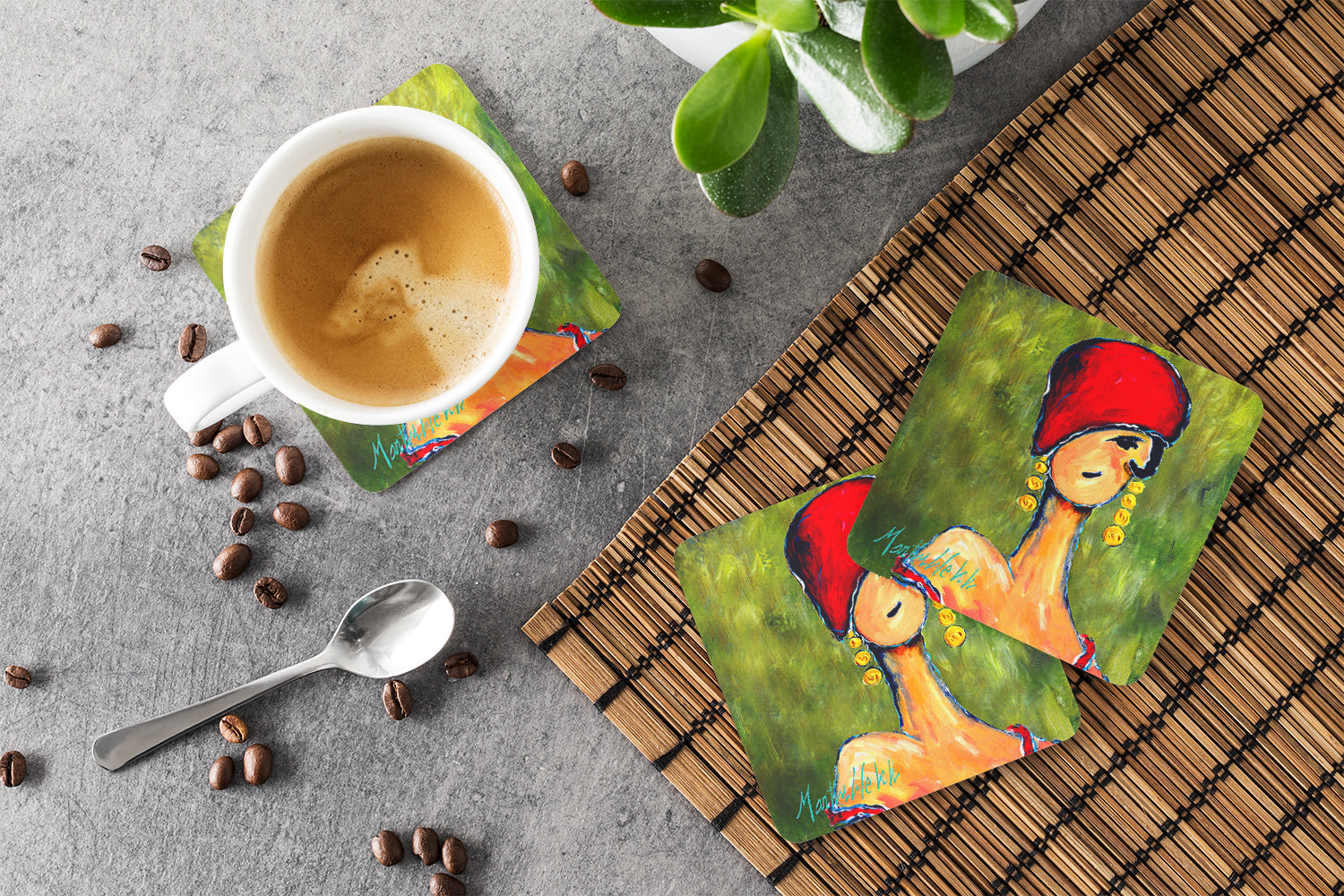 Lady Aziline Foam Coasters Set of 4 Cup Coasters for Indoor Outdoor, Tabletop Protection, Anti Slip, Mouse pad Material