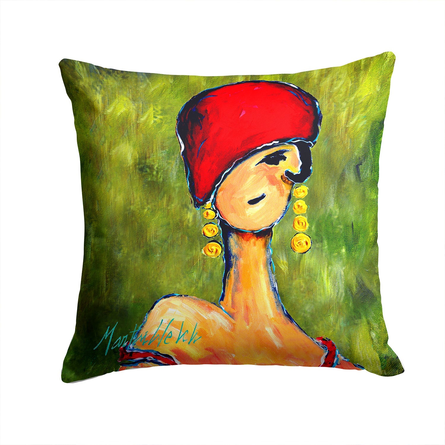 Lady Aziline Decorative Throw Pillow 14x14 Indoor Outdoor Accent Cushion, Fabric Cover with Insert for Sofa, Bed, Porch & Living Room