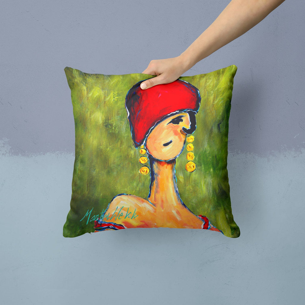 Lady Aziline Decorative Throw Pillow 14x14 Indoor Outdoor Accent Cushion, Fabric Cover with Insert for Sofa, Bed, Porch & Living Room