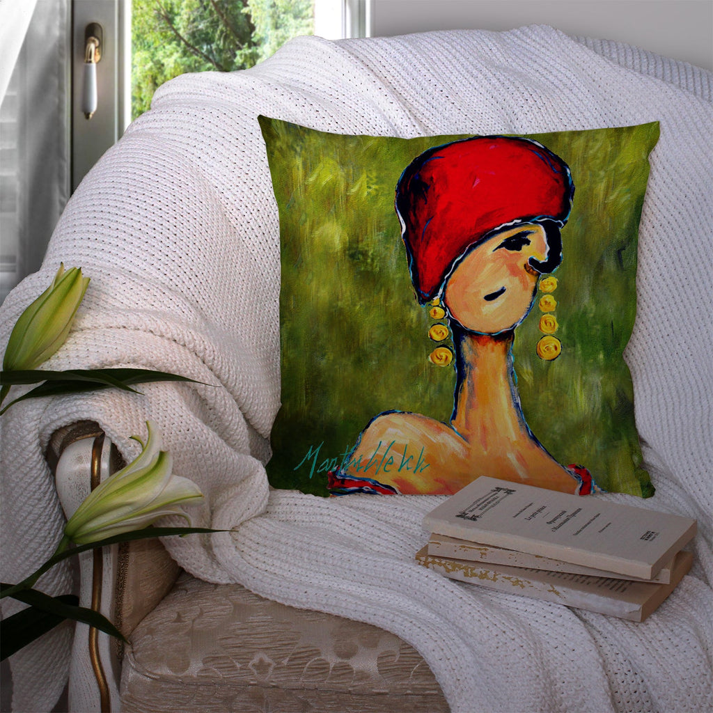 Lady Aziline Decorative Throw Pillow 14x14 Indoor Outdoor Accent Cushion, Fabric Cover with Insert for Sofa, Bed, Porch & Living Room