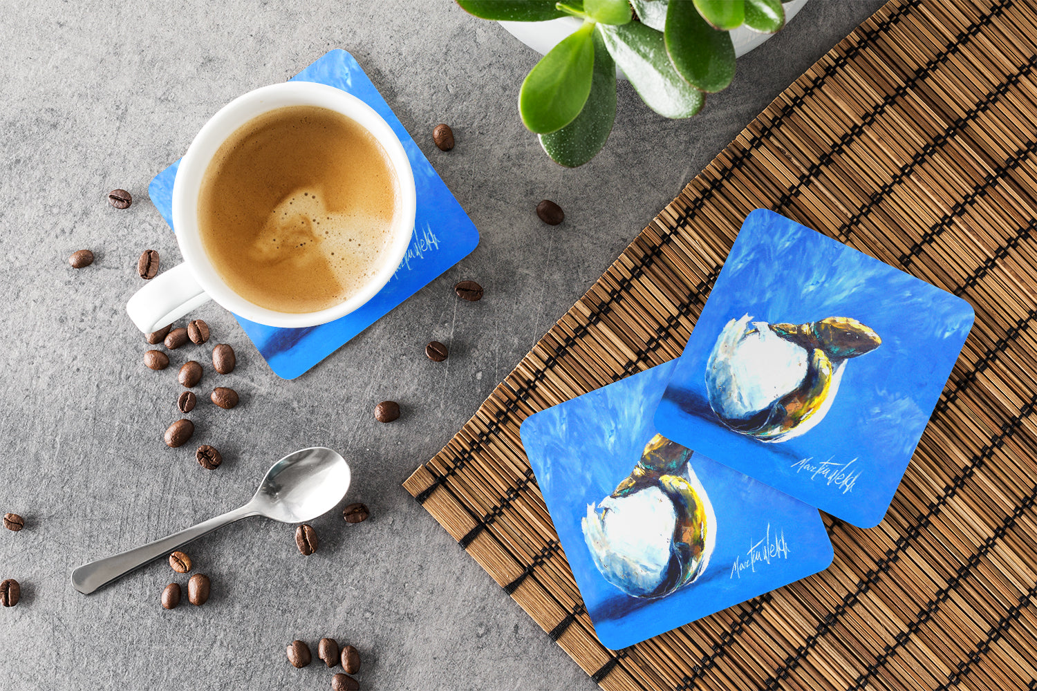 Baby Turtle Foam Coasters Set of 4 Cup Coasters for Indoor Outdoor, Tabletop Protection, Anti Slip, Mouse pad Material