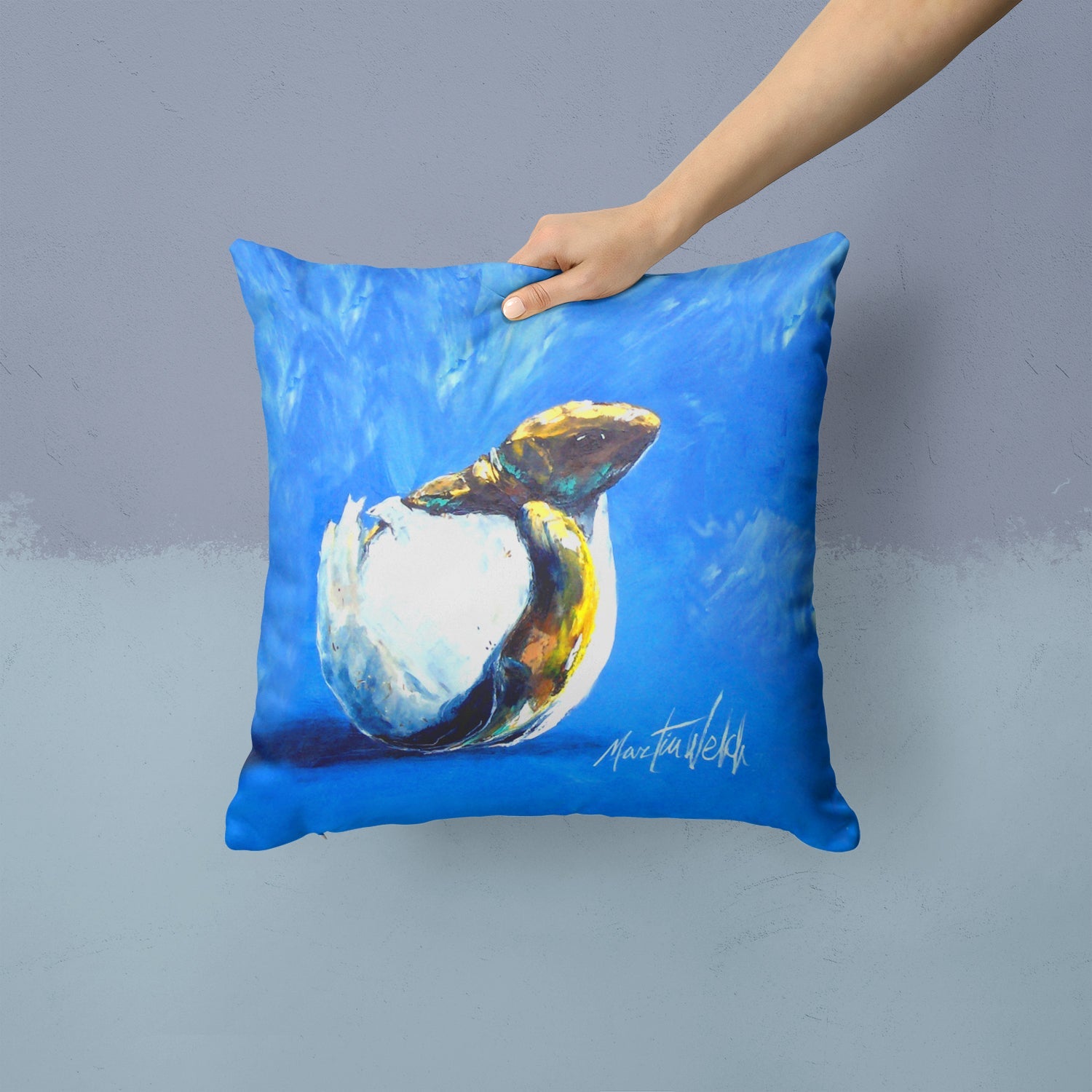 Baby Turtle Decorative Throw Pillow 14x14 Indoor Outdoor Accent Cushion, Fabric Cover with Insert for Sofa, Bed, Porch & Living Room