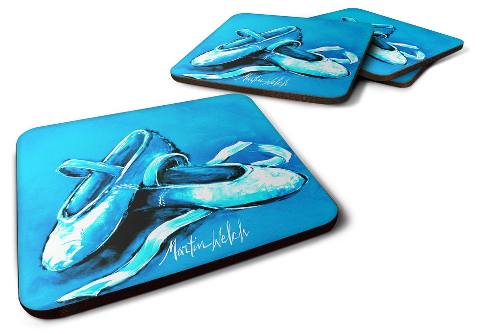 Ballet Shoes Aqua Blue Foam Coasters Set of 4 Cup Coasters for Indoor Outdoor, Tabletop Protection, Anti Slip, Mouse pad Material