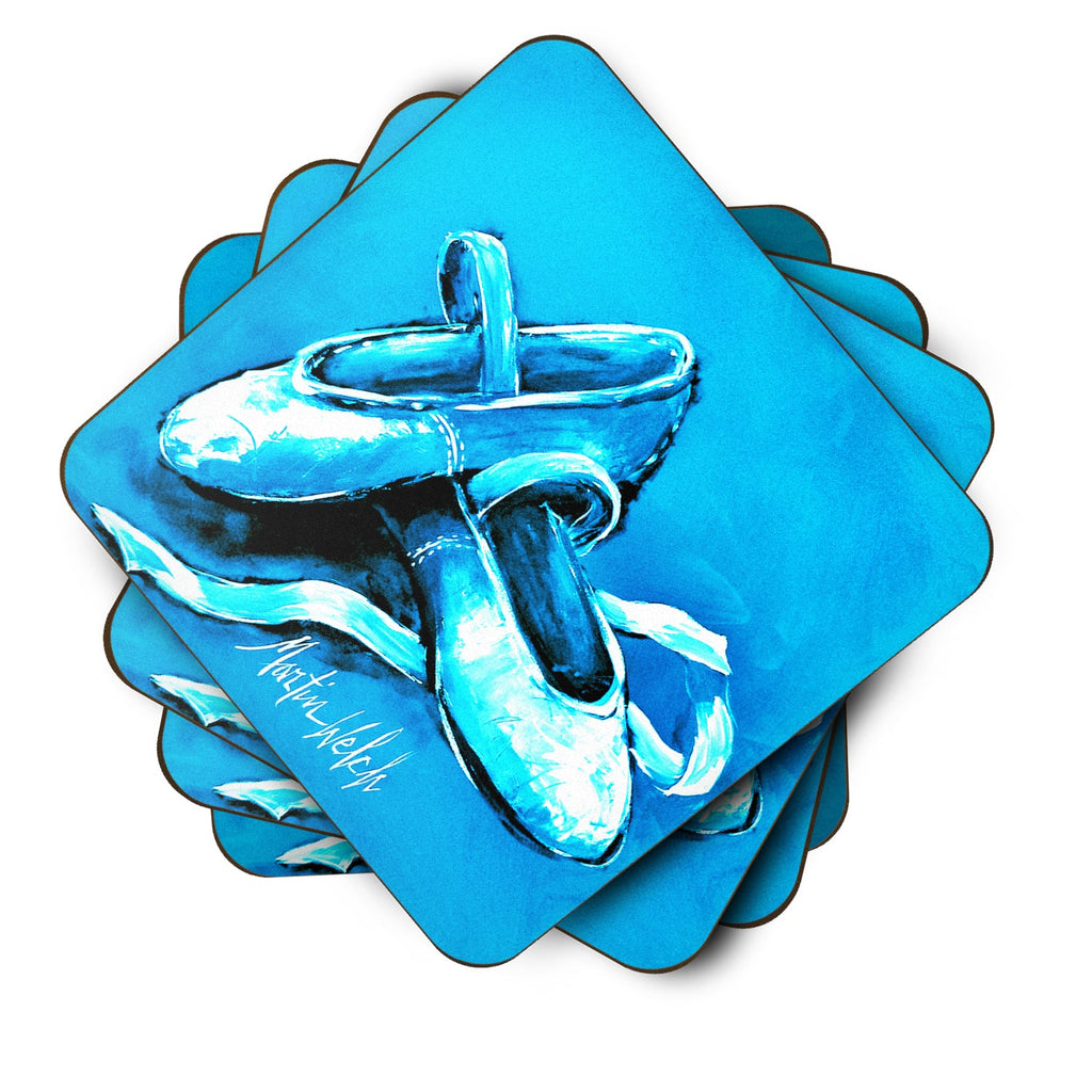 Ballet Shoes Aqua Blue Foam Coasters Set of 4 Cup Coasters for Indoor Outdoor, Tabletop Protection, Anti Slip, Mouse pad Material