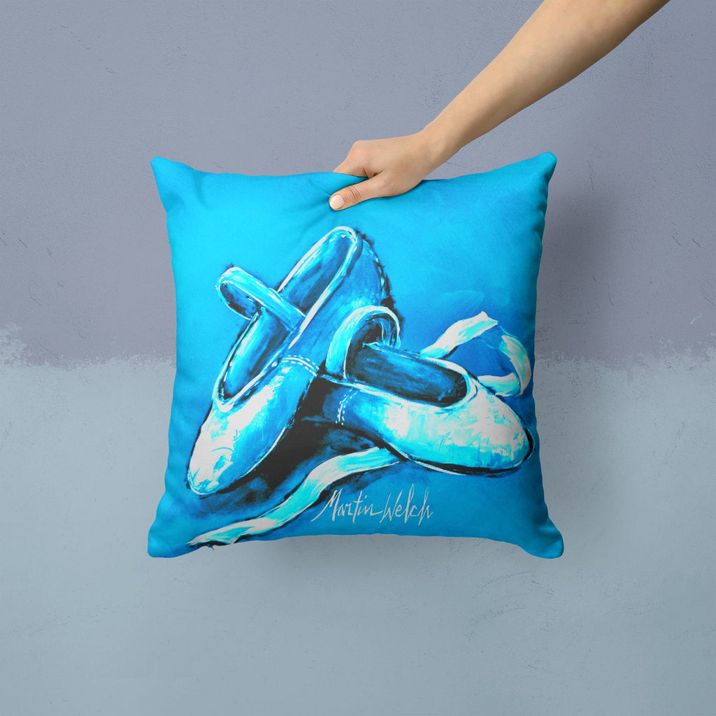 Ballet Shoes Aqua Blue Decorative Throw Pillow 14x14 Indoor Outdoor Accent Cushion, Fabric Cover with Insert for Sofa, Bed, Porch & Living Room