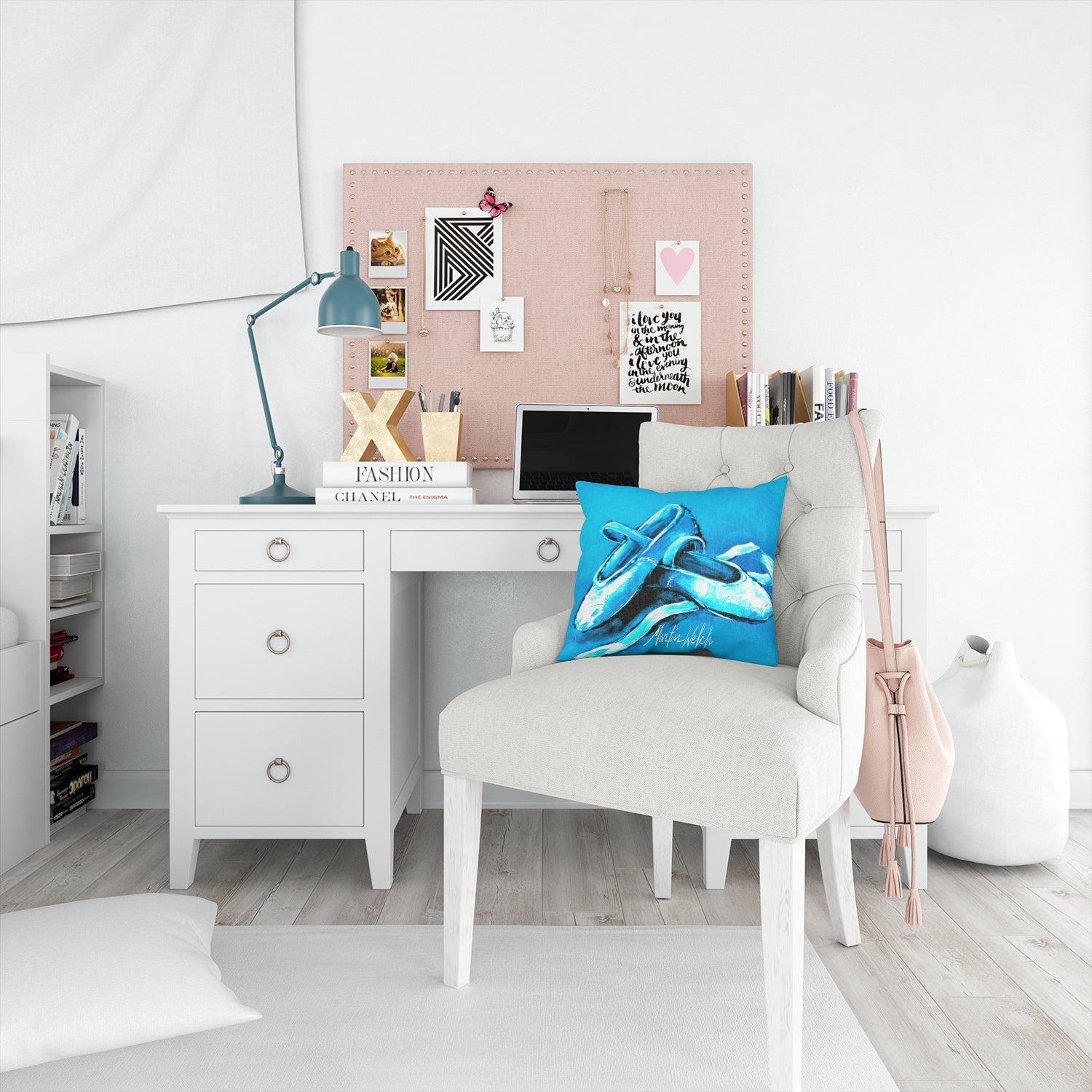 Ballet Shoes Aqua Blue Decorative Throw Pillow 14x14 Indoor Outdoor Accent Cushion, Fabric Cover with Insert for Sofa, Bed, Porch & Living Room